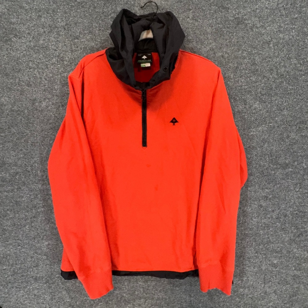 LRG Sweatshirt Mens Large Orange Hooded 1/4 Zip Pullover Lifted Research Group